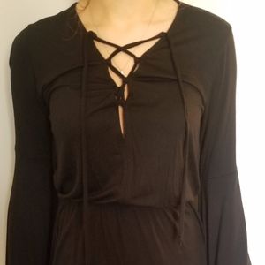 long sleeve short black dress